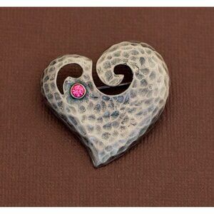 Vintage Abstract Heart Pink Rhinestone Brooch by DD - U20